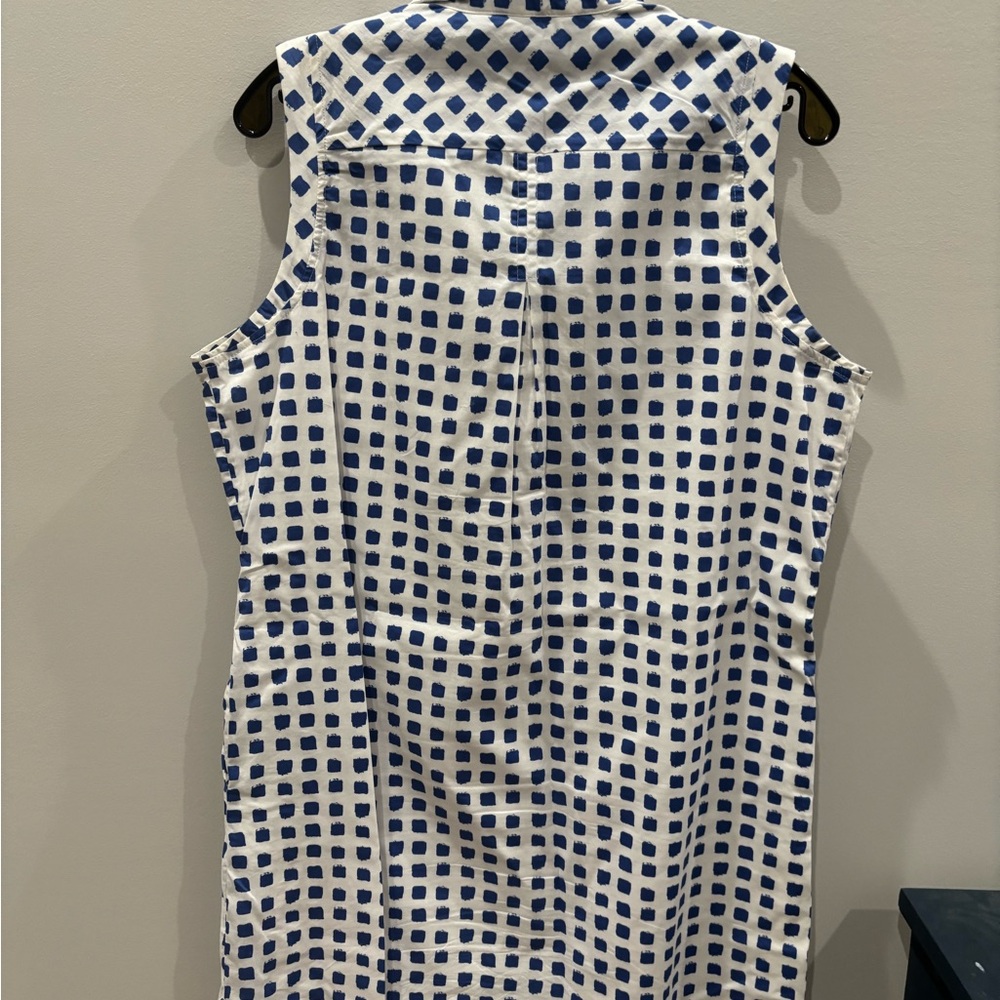 Vineyard Vines White Dress with Blue Square Print - Picture 2 of 3